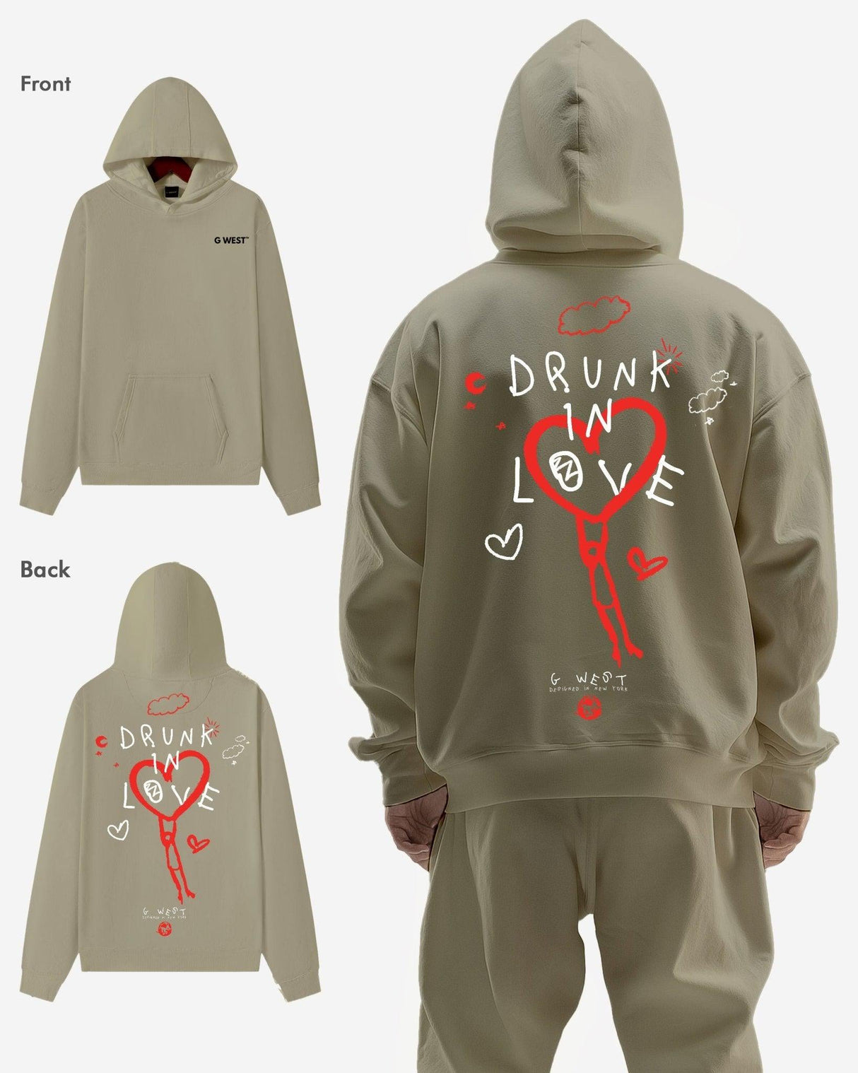 G West Drunk In Love Heavy Premium Oversized Hoodie