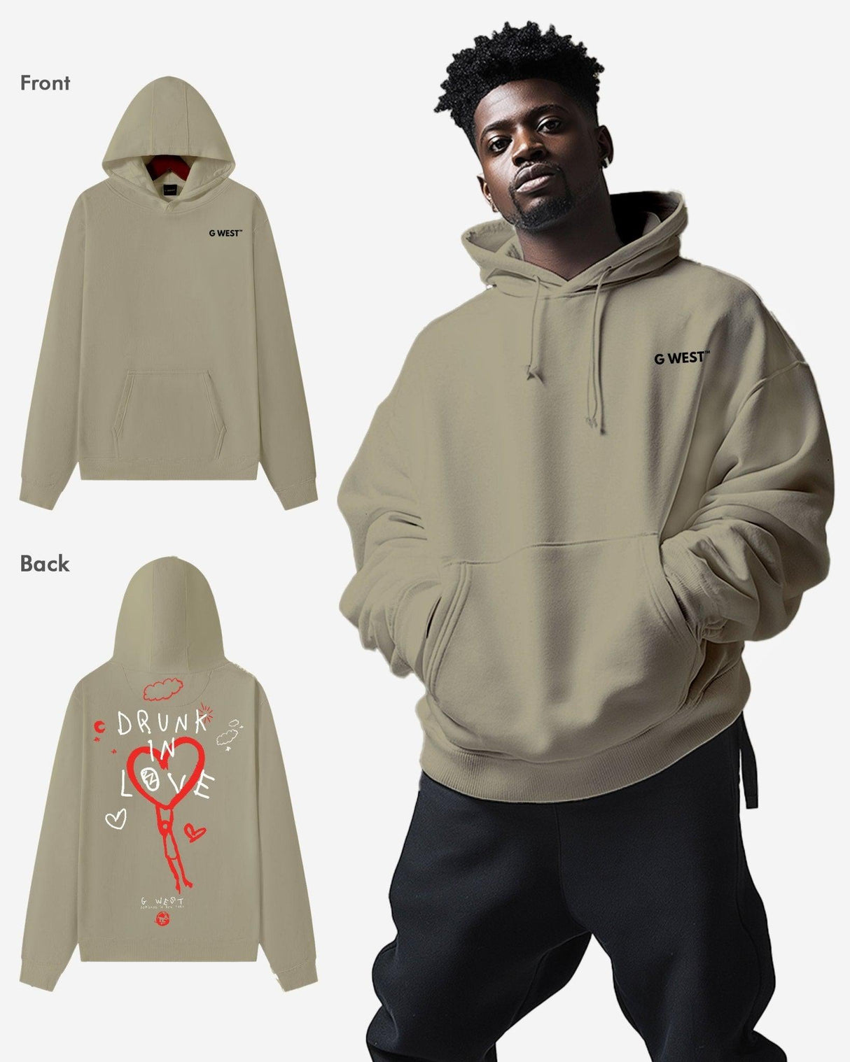 G West Drunk In Love Heavy Premium Oversized Hoodie