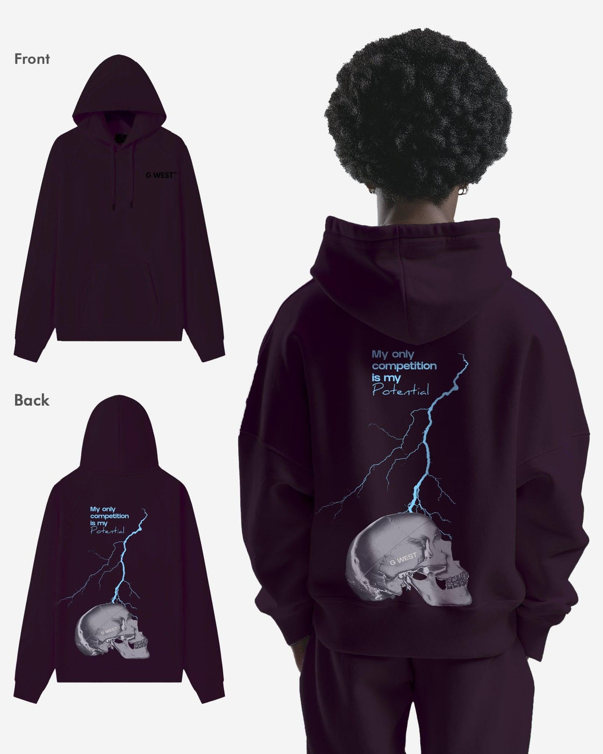 G West Lighting Skull Heavy Premium Oversize Hoodie