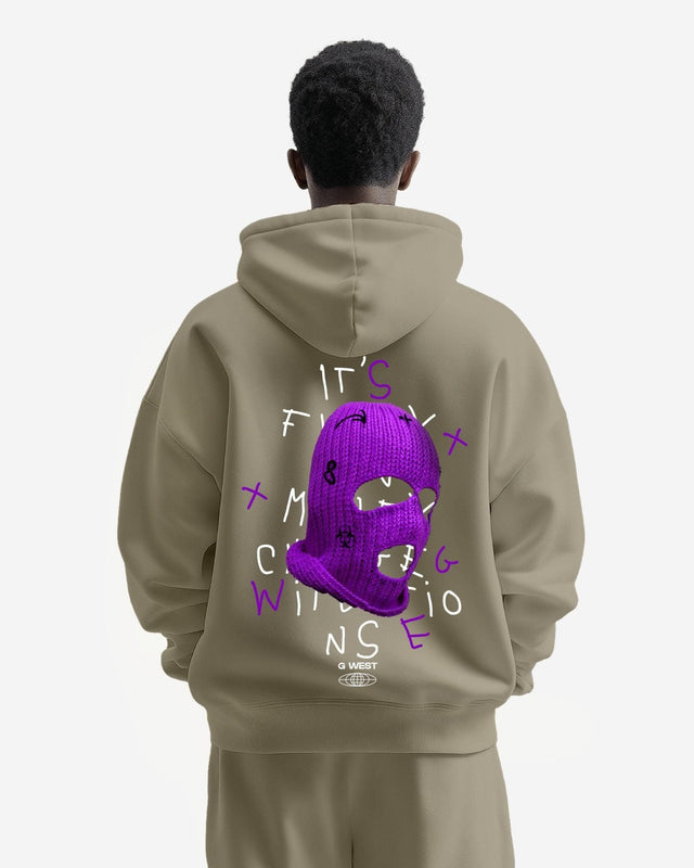 G West Purple Ski Mask Heavy Premium Oversized Hoodie
