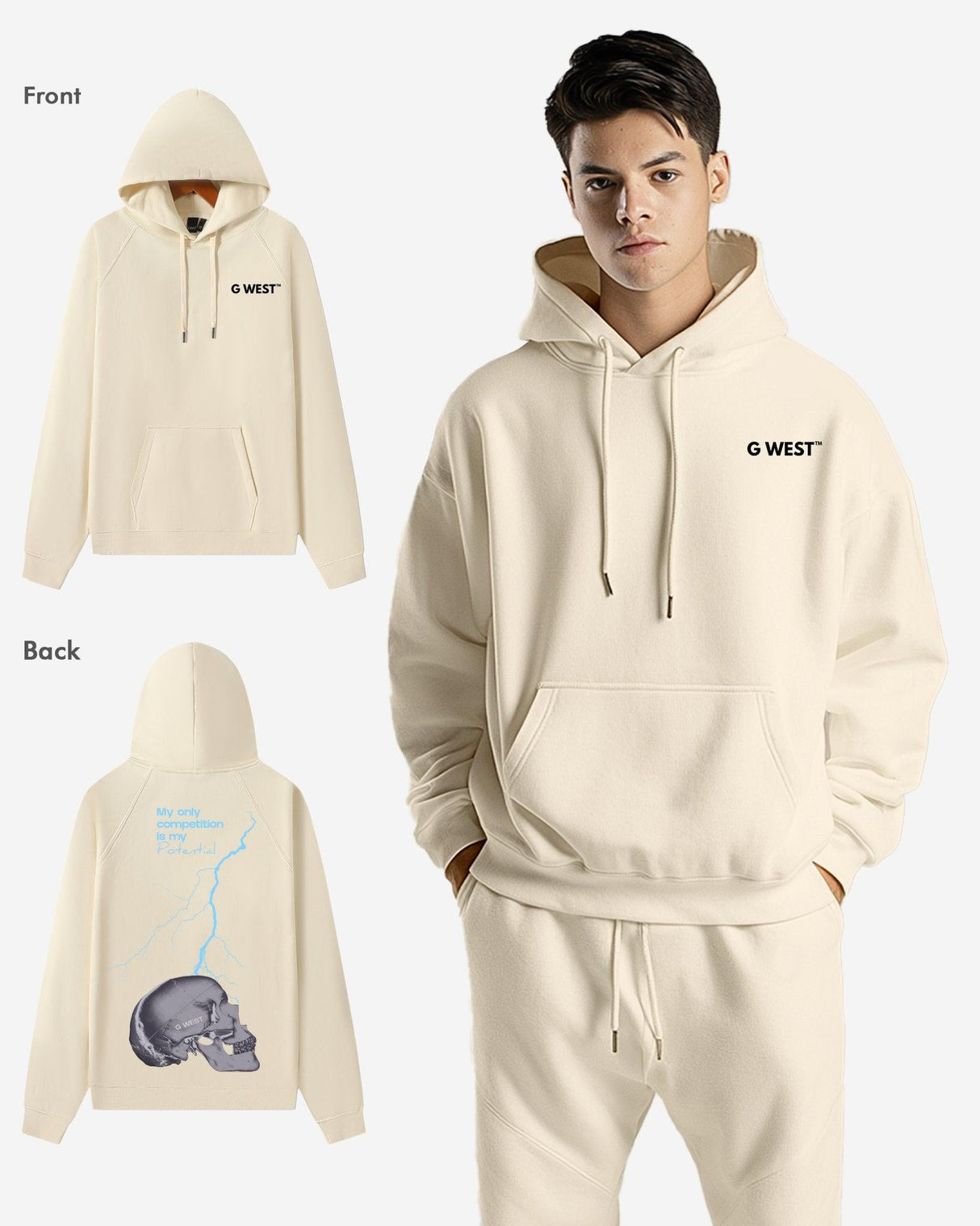 G West Lighting Skull Heavy Premium Oversize Hoodie