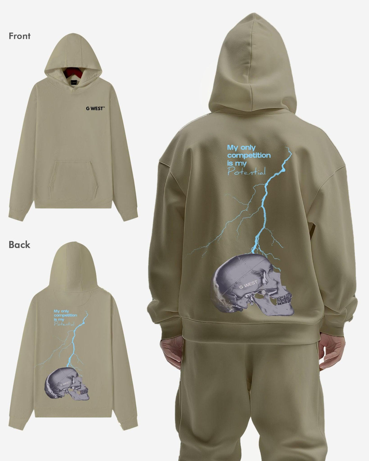 G West Lighting Skull Heavy Premium Oversize Hoodie