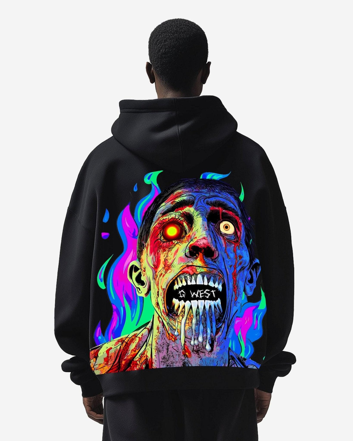 G West Flaming Zombie Heavy Premium Hoodie
