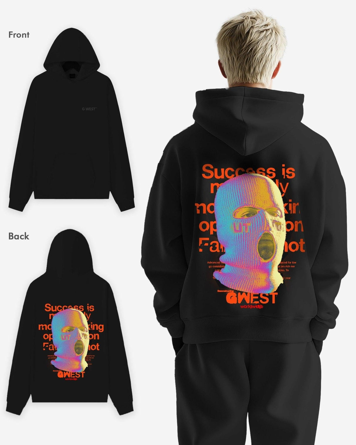 G West Holographic Ski Mask Heavy Premium Oversized Hoodie