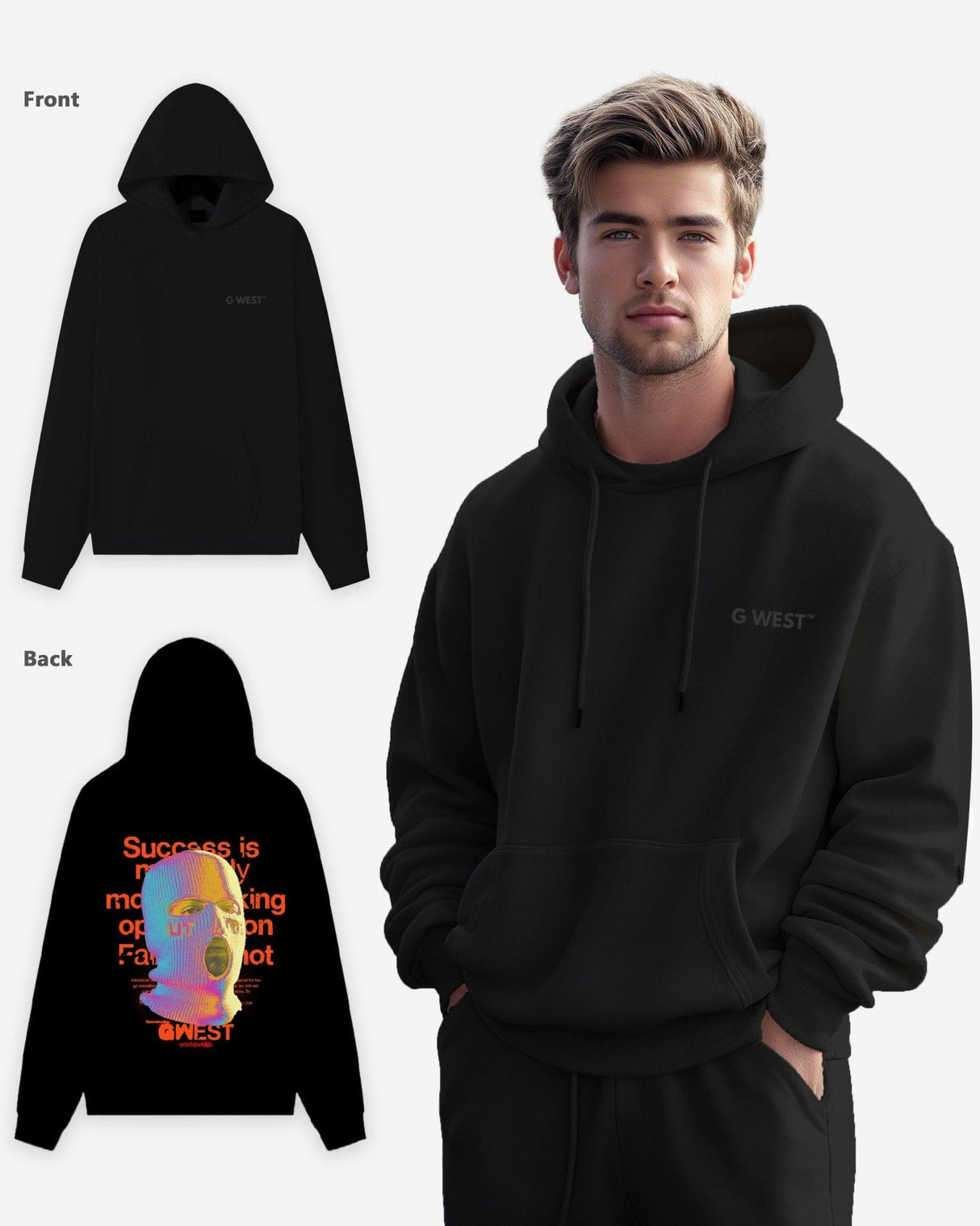 G West Holographic Ski Mask Heavy Premium Oversized Hoodie