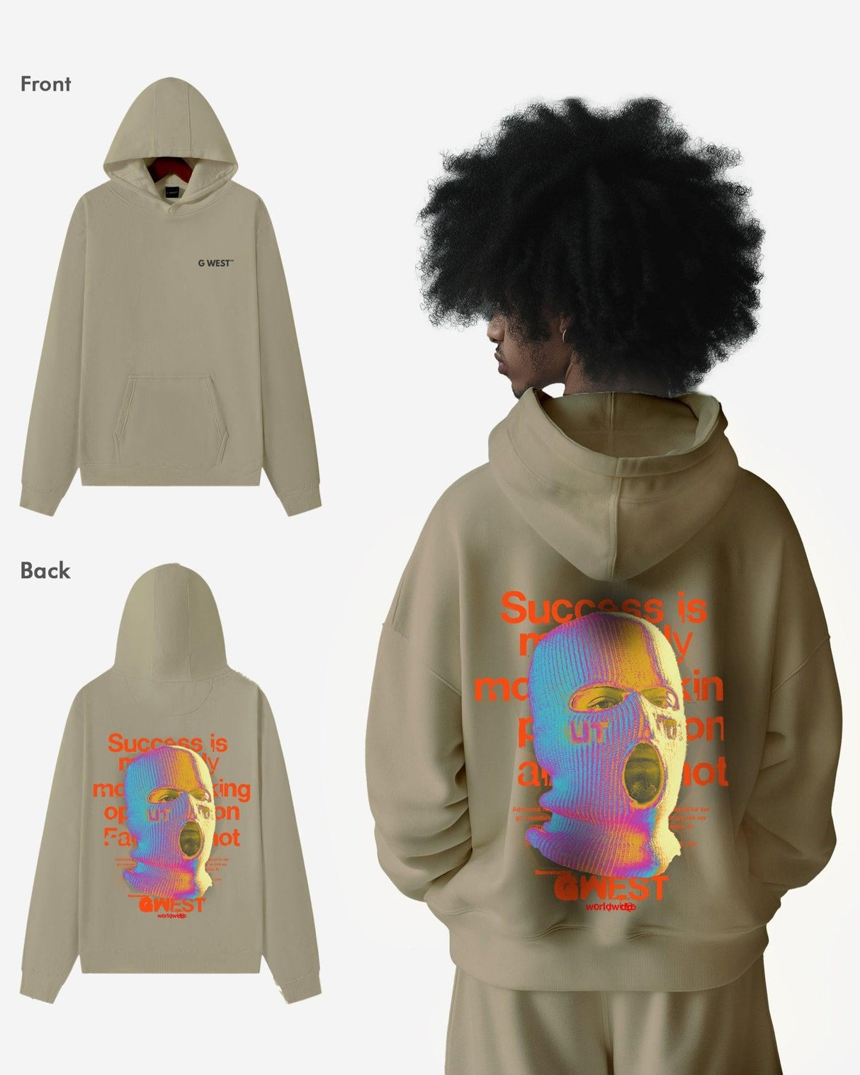 G West Holographic Ski Mask Heavy Premium Oversized Hoodie
