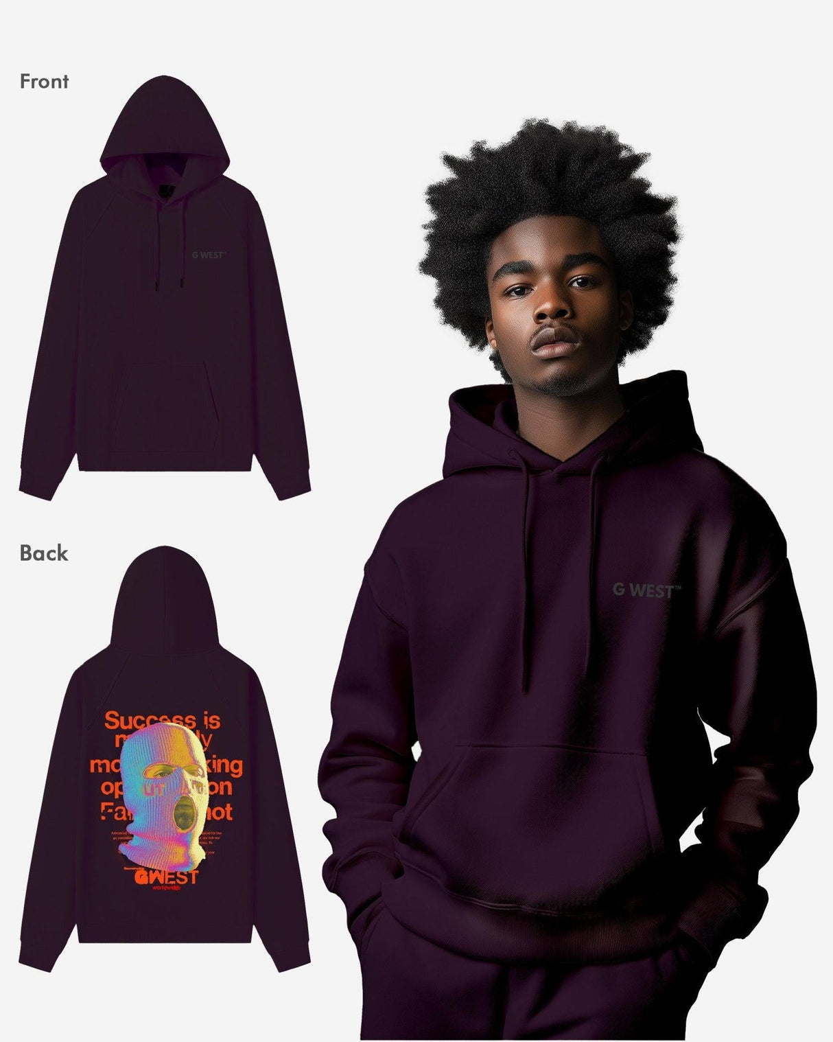 G West Holographic Ski Mask Heavy Premium Oversized Hoodie