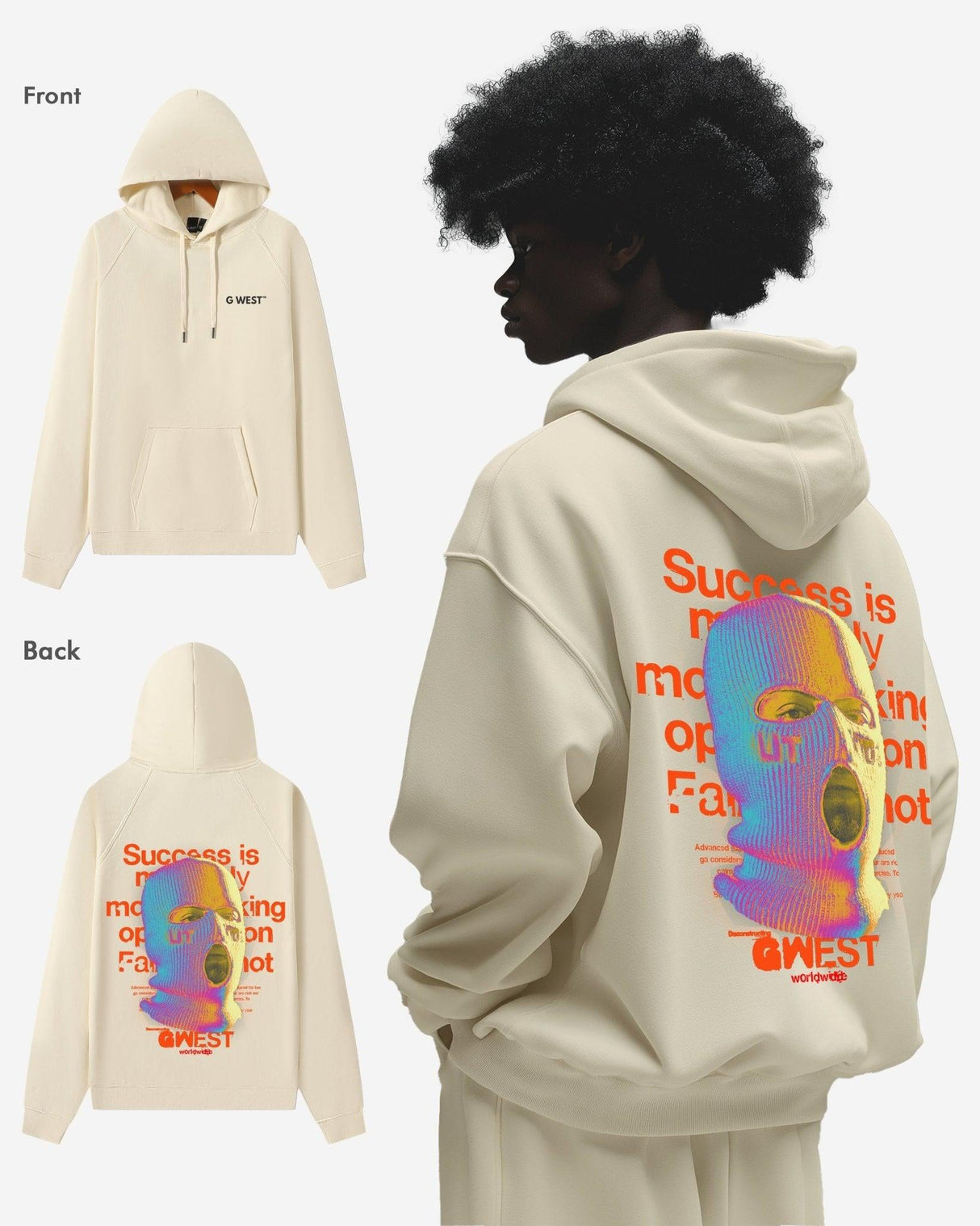 G West Holographic Ski Mask Heavy Premium Oversized Hoodie