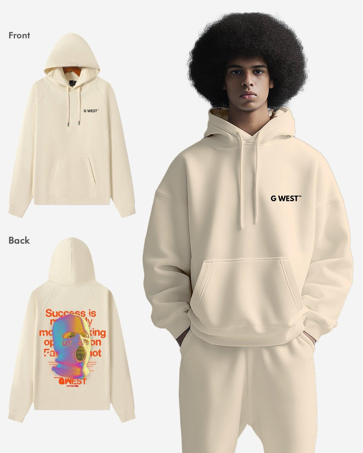 G West Holographic Ski Mask Heavy Premium Oversized Hoodie