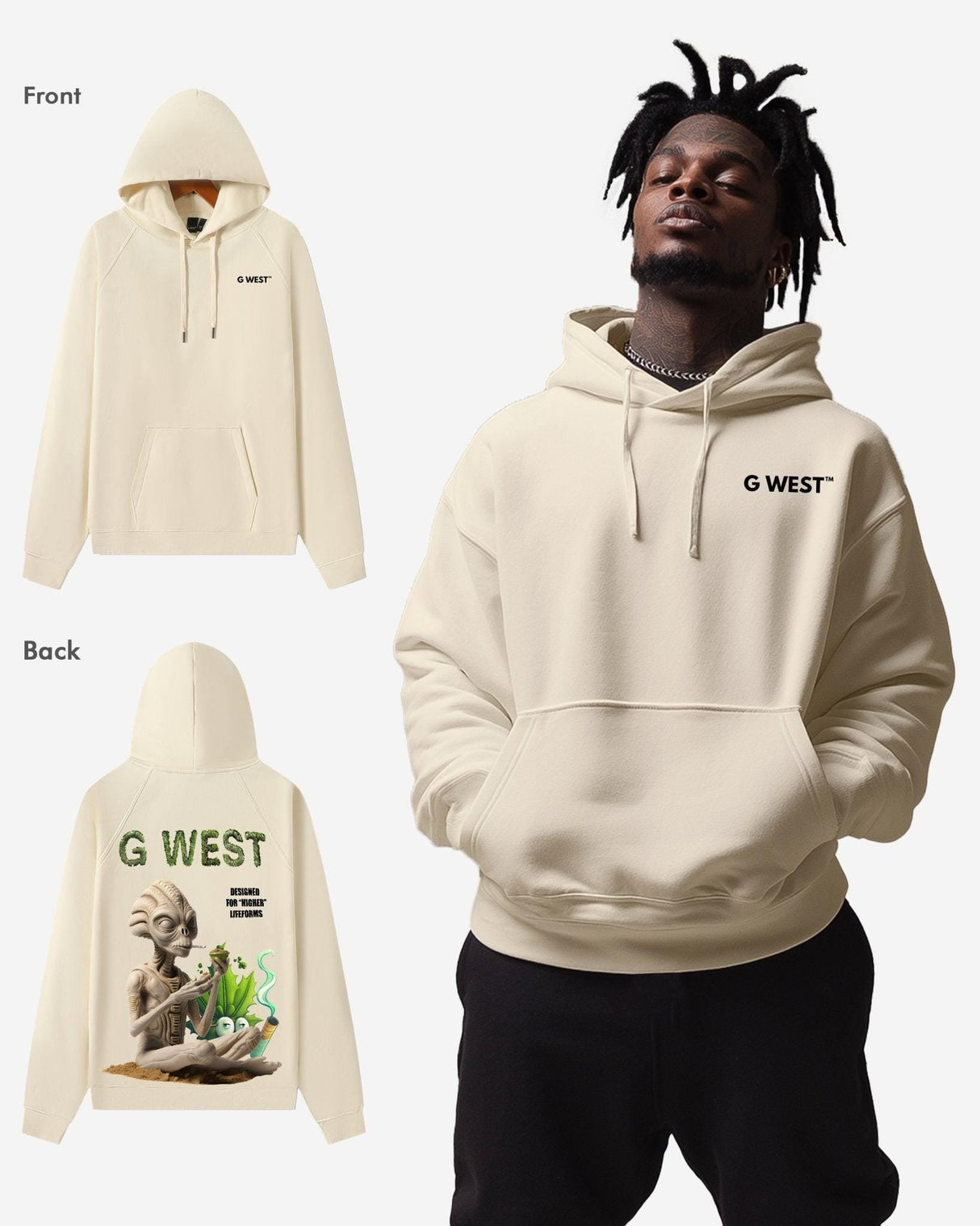 G West Higher Lifeform Heavy Premium Oversized Hoodie