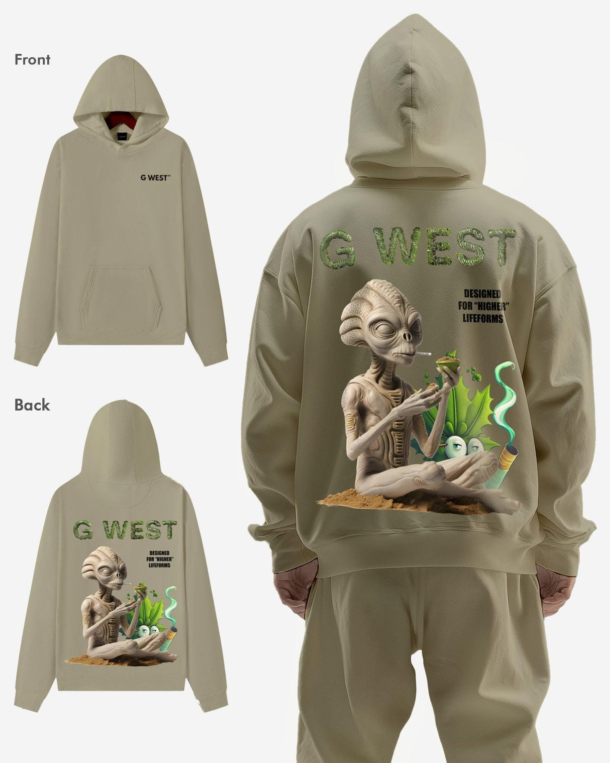 G West Higher Lifeform Heavy Premium Oversized Hoodie