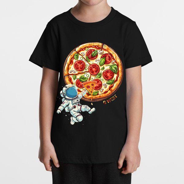 G West Kids Space Pizza Black Tee - Dtpbasty9067