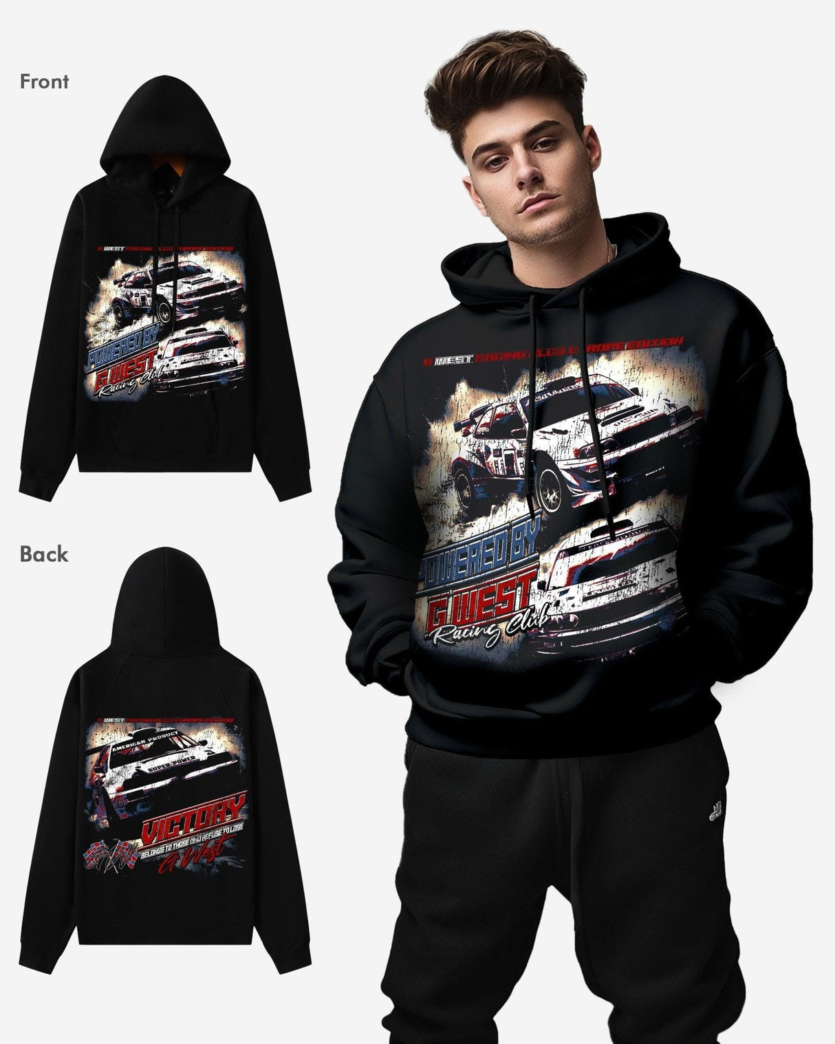 G West Racing Club Double Hit Oversized hoodie