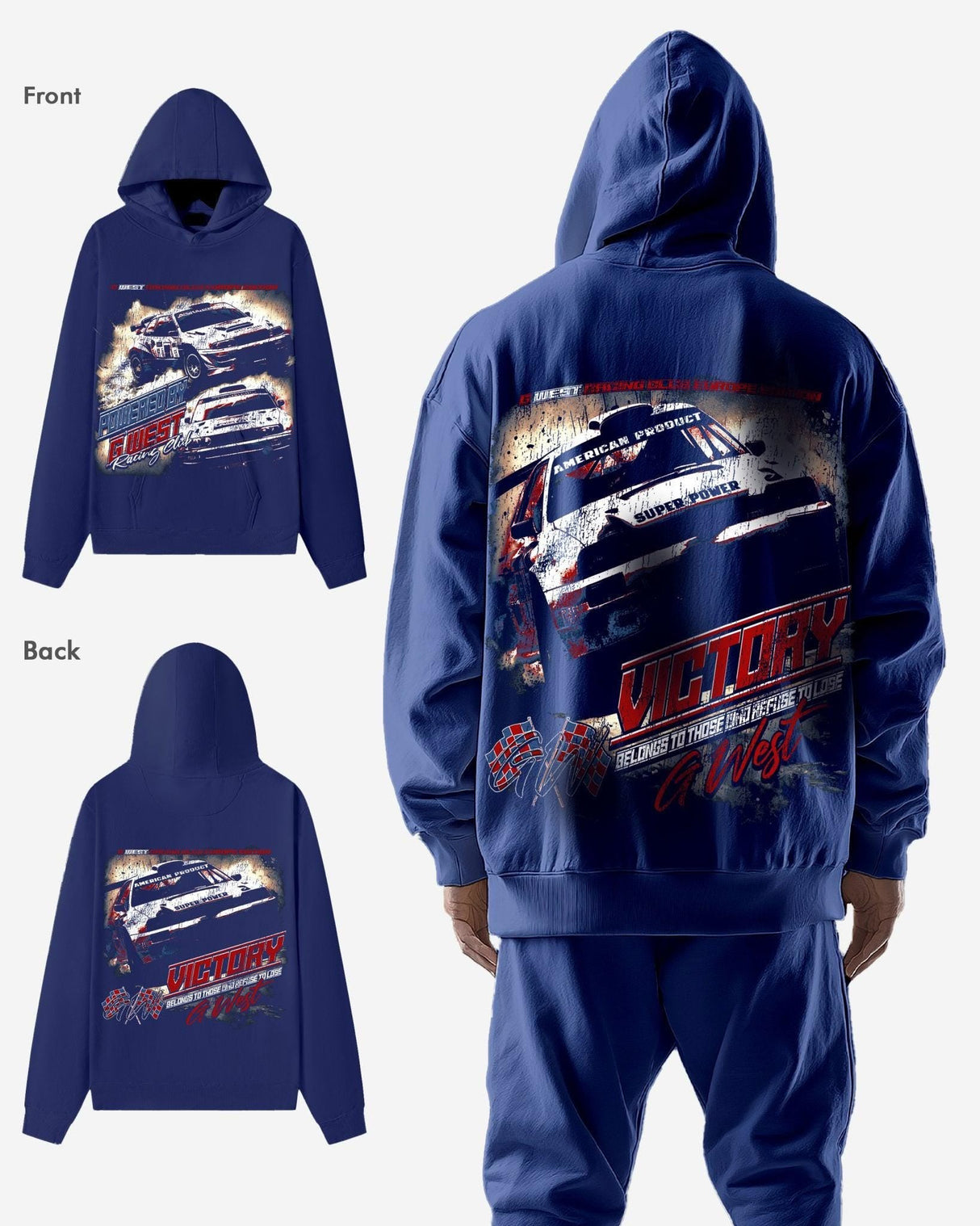 G West Racing Club Double Hit Oversized hoodie