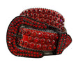 DNA Belt Red Leather with Red Stones