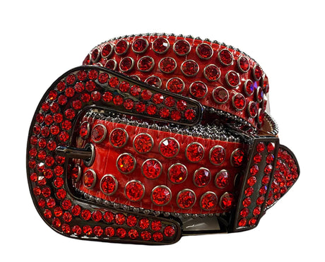 DNA Belt Red Leather with Red Stones