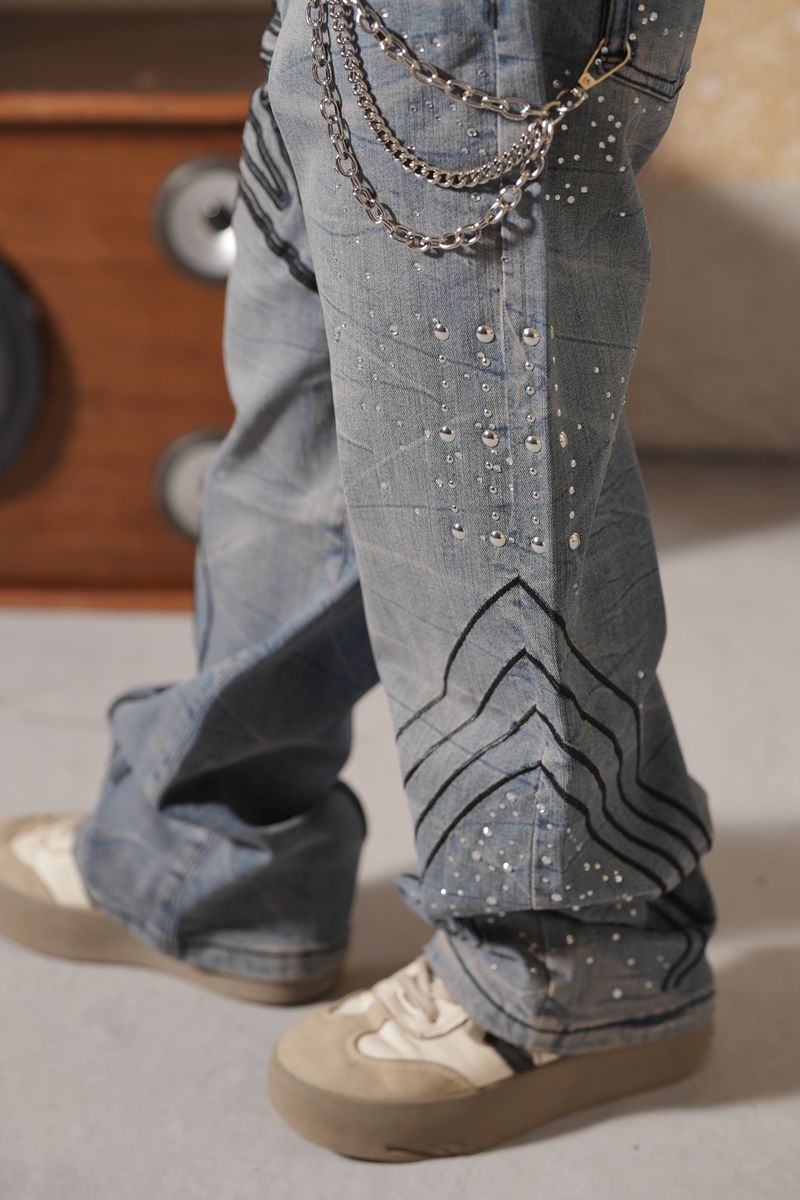 Kids streetwear baggy jeans with rhinestone Elitestar fashion style