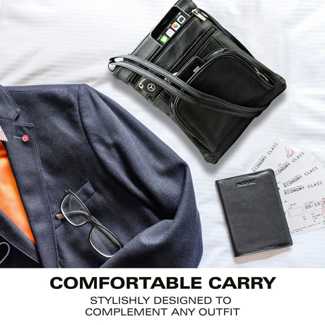 SteelTime Unisex Leather Crossbody Bag With Serenity Prayer