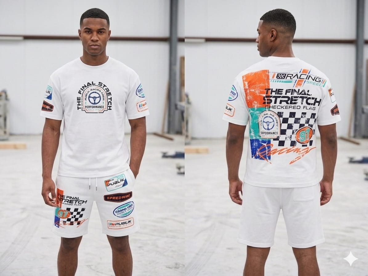 Urban outfit featuring a sporty matching short set