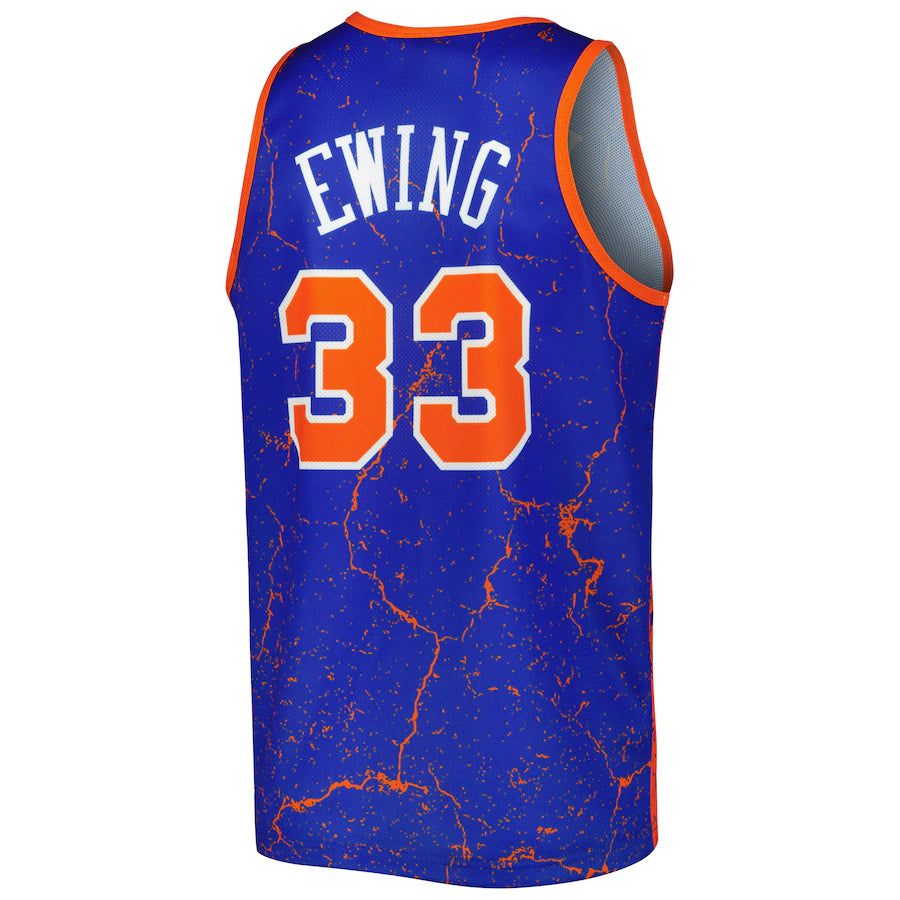 Mitchell & Ness Patrick Ewing New York Knicks Mitchell & Ness 1991-92 Hardwood Classics Player Burst Tank Top - Blue