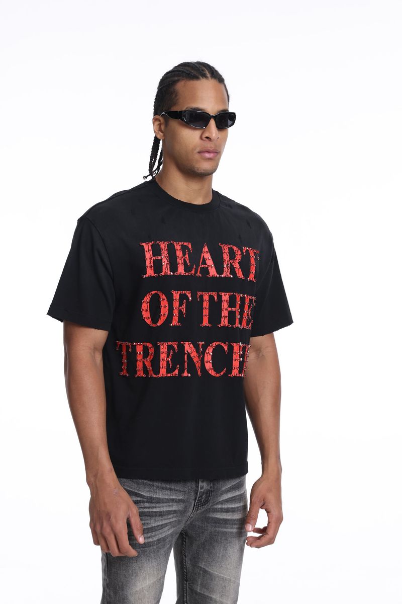 Mens streetwear crystal T-shirt black trending style