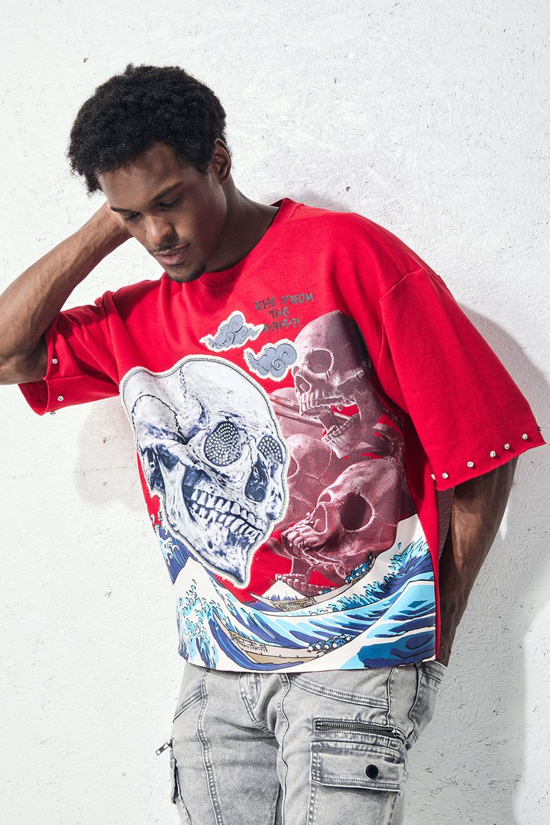 Streetwear outfit inspired by rise from the ashes message graphic tee