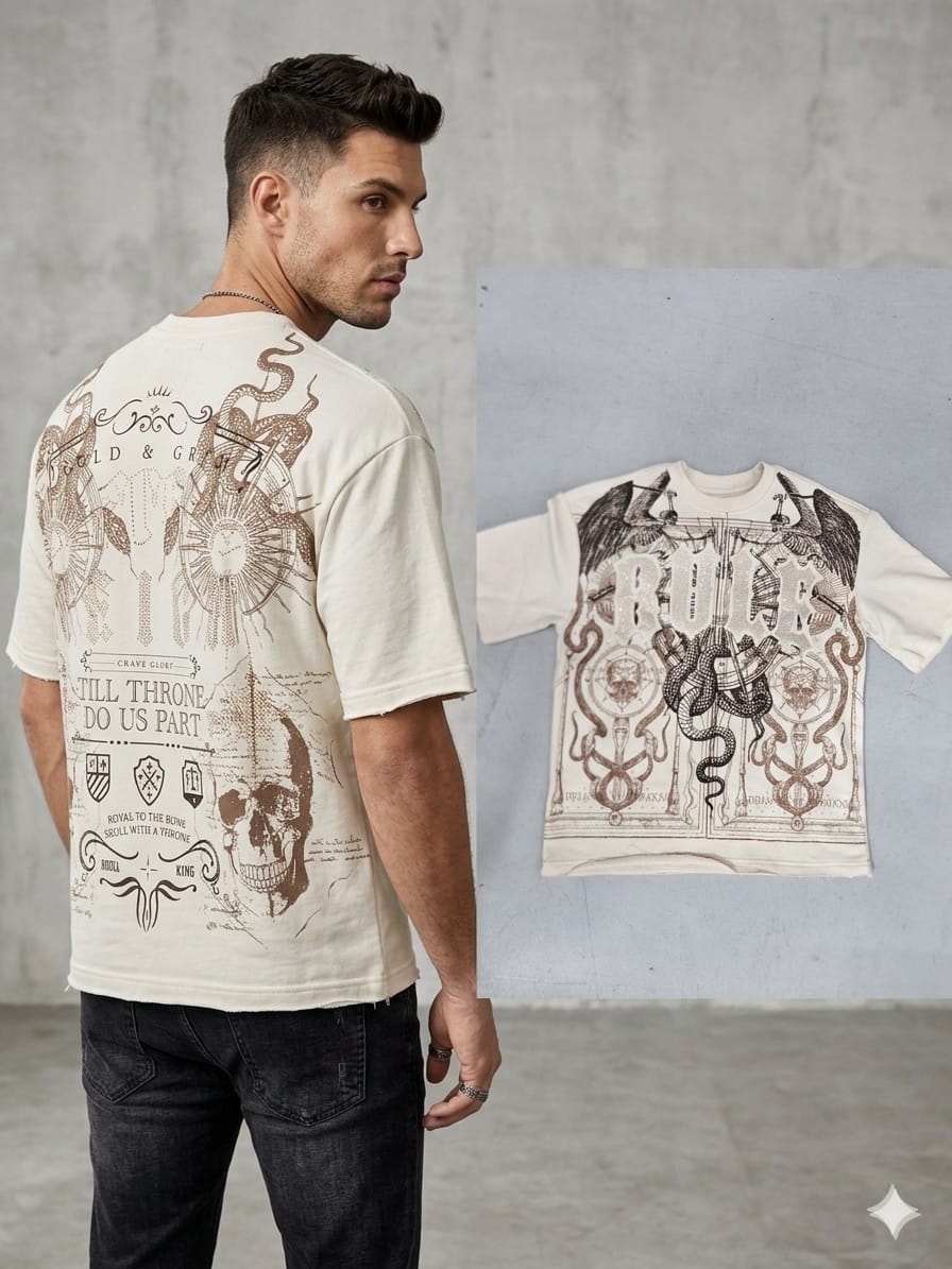 Urban outfit featuring a multicolor graphic T-shirt