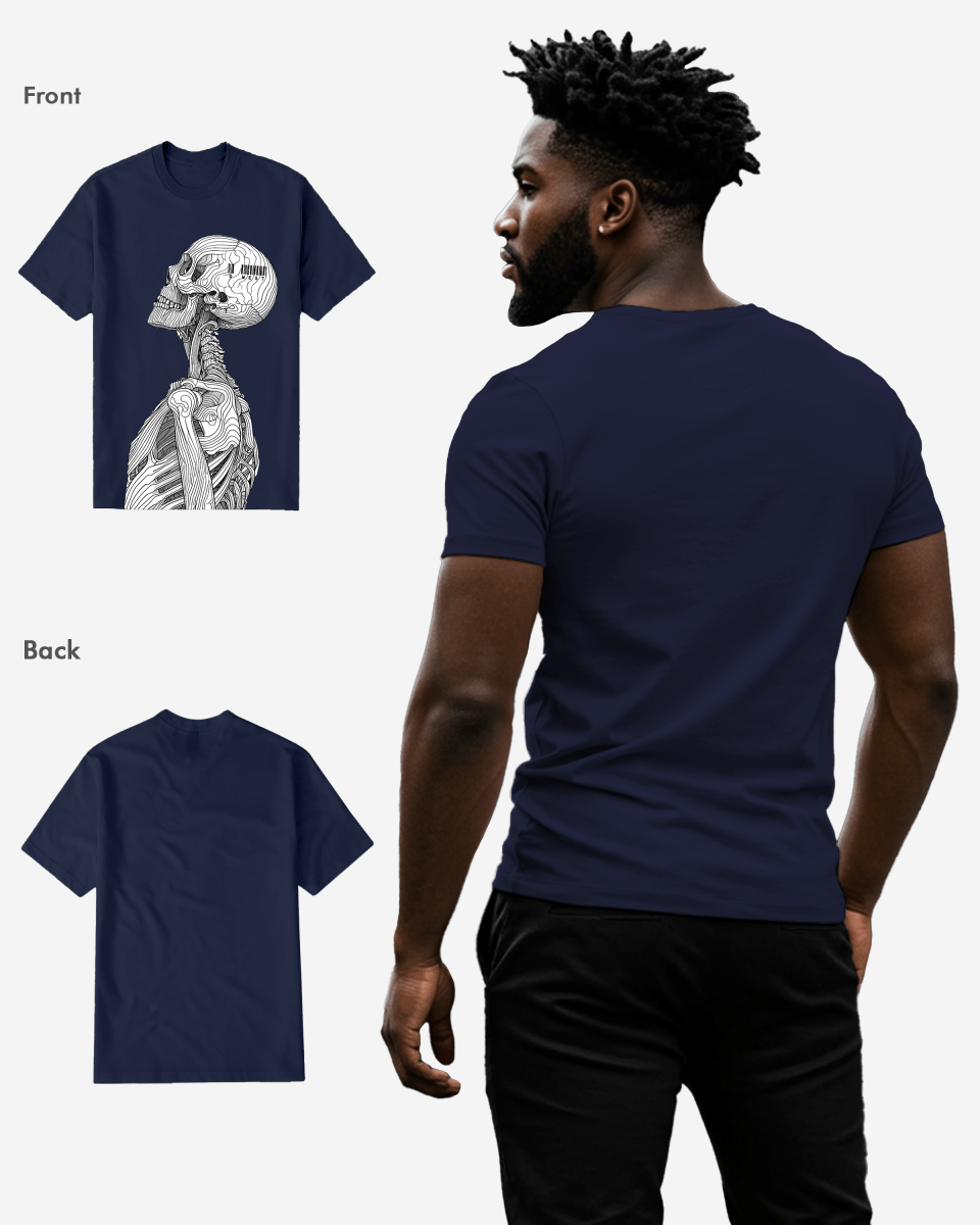 Regular Fit Barcode Skeleton Front Graphic T Shirt : Gwpbast5053 - 3 Colors