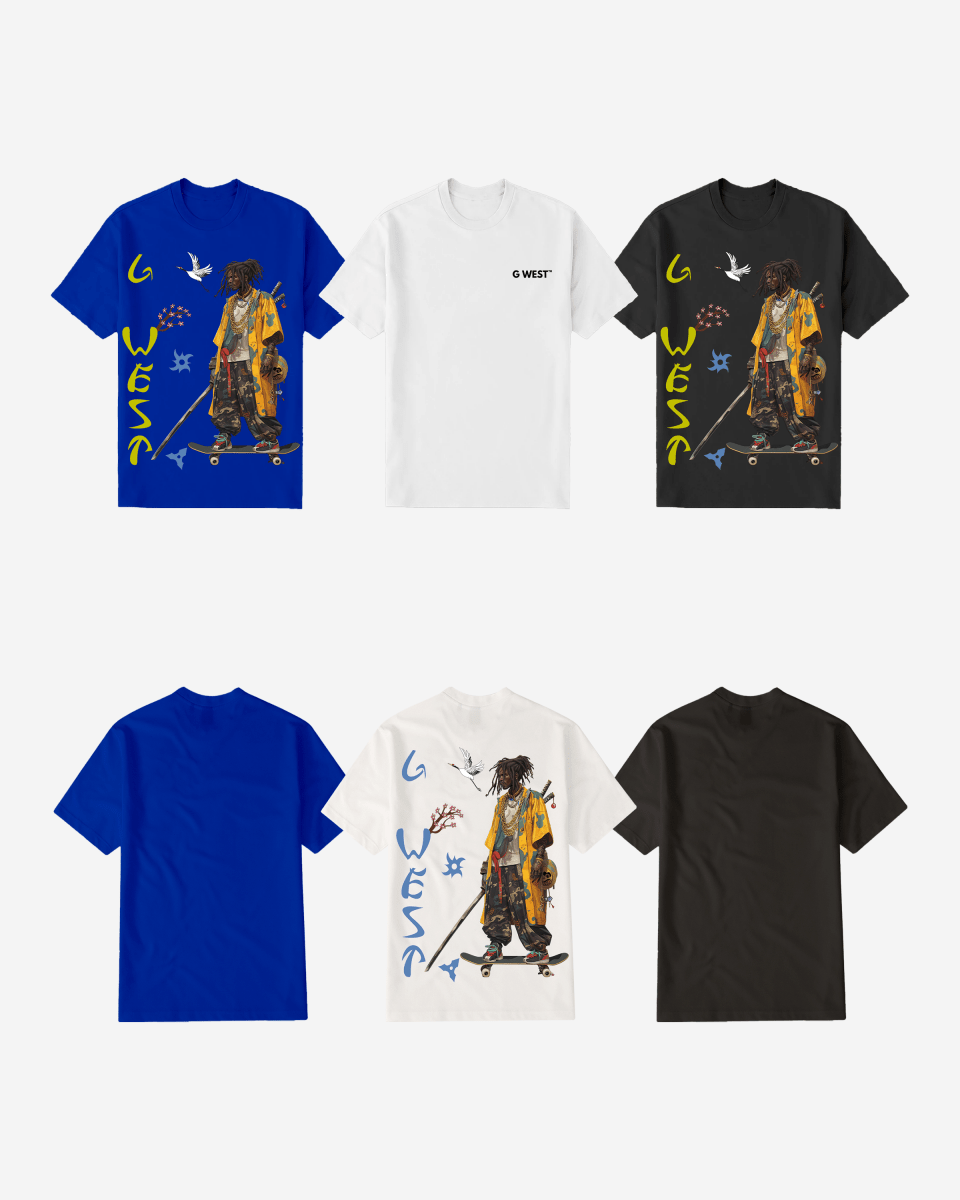 Regular Fit Black Samurai Front Graphic T Shirt : Gwpbast5056 - 3 Colors