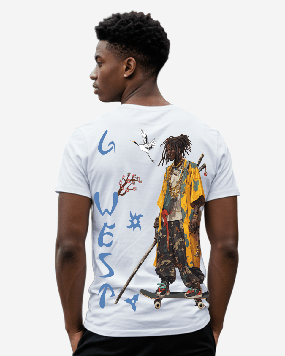 Regular Fit Black Samurai Front Graphic T Shirt : Gwpbast5056 - 3 Colors