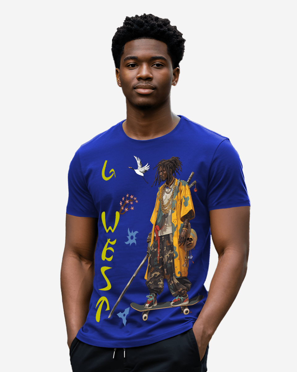 Regular Fit Black Samurai Front Graphic T Shirt : Gwpbast5056 - 3 Colors