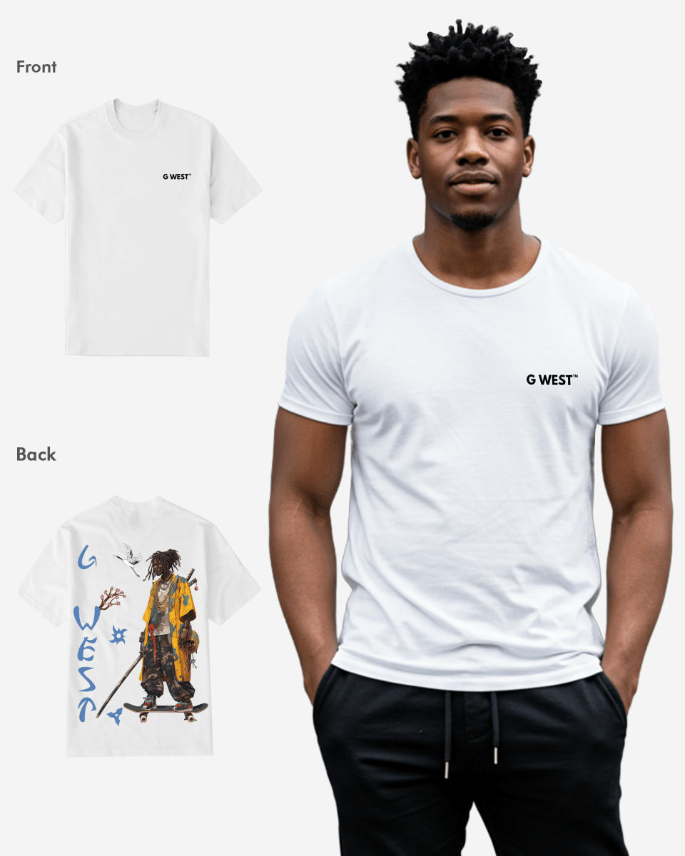 Regular Fit Black Samurai Front Graphic T Shirt : Gwpbast5056 - 3 Colors