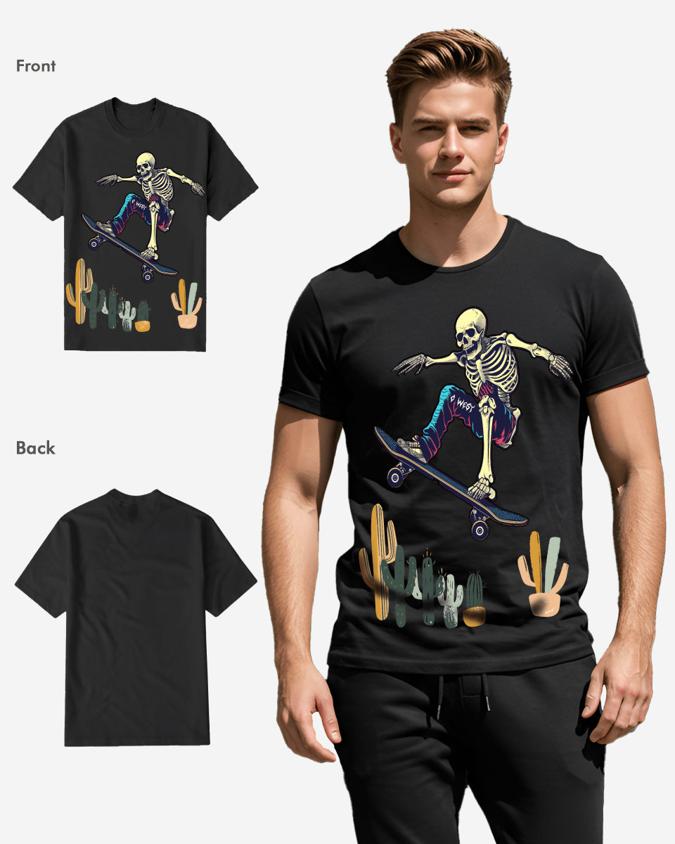 Regular Fit Cactus Skate Front Graphic T Shirt