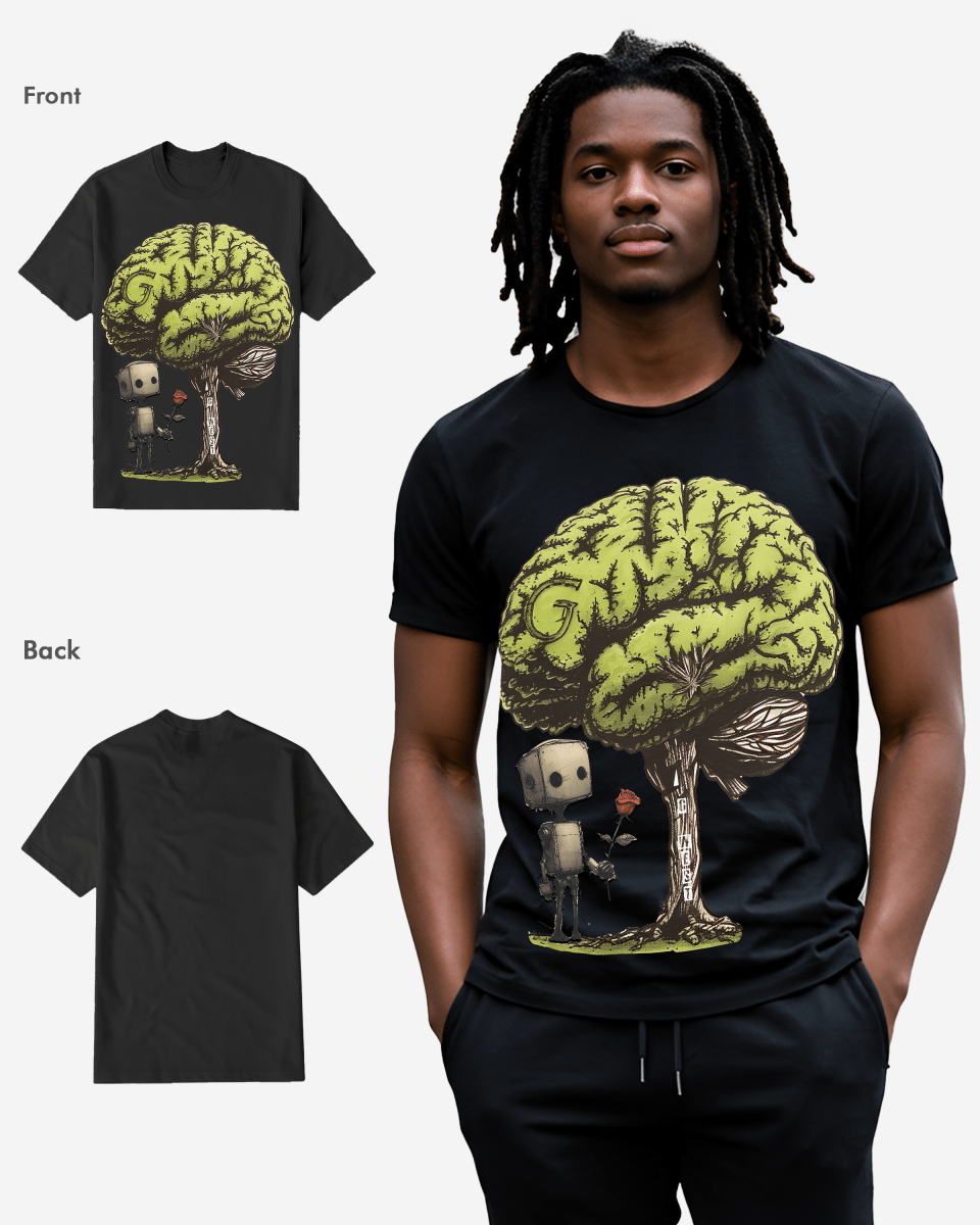 Regular Fit T Brain Front Graphic T Shirt