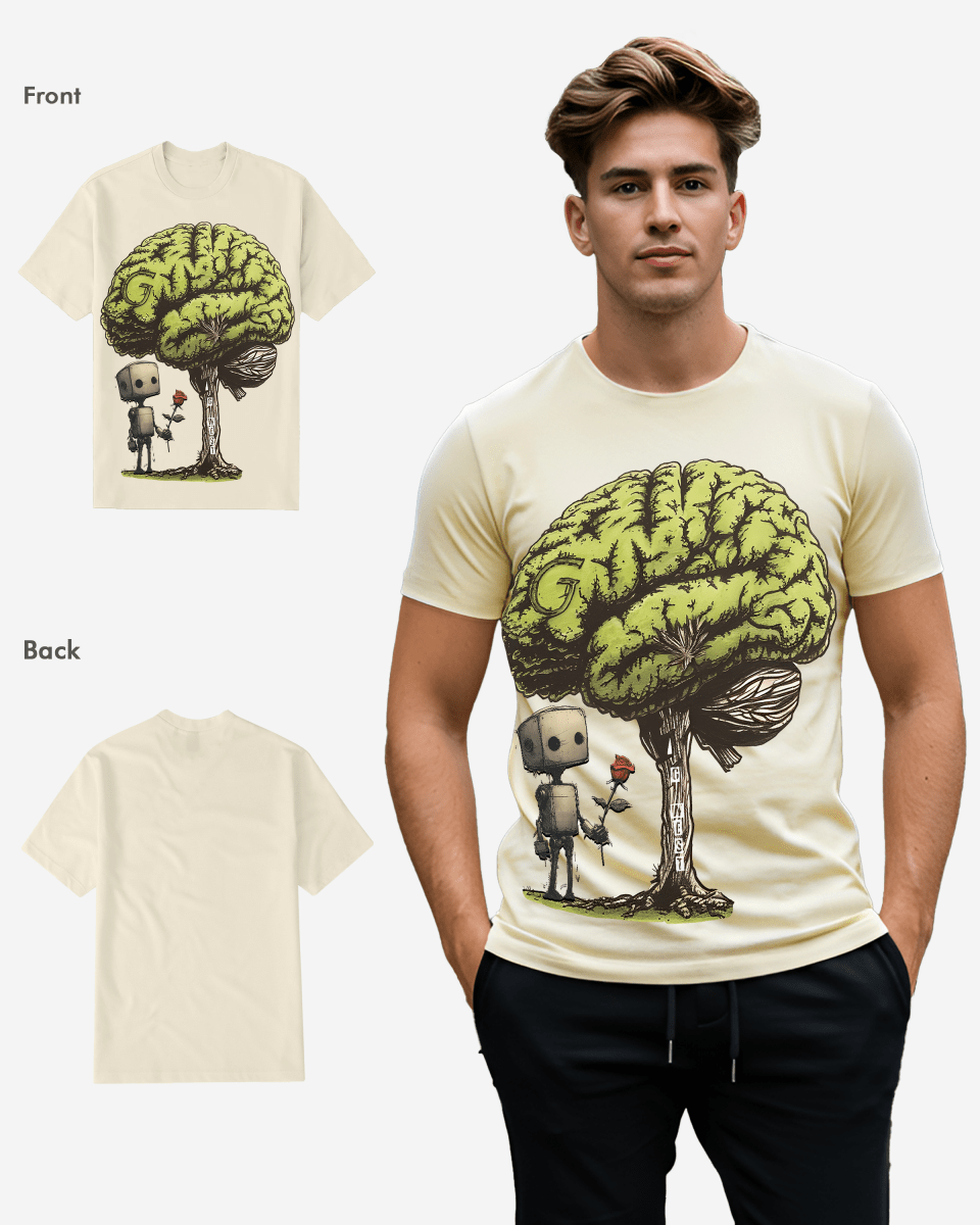 Regular Fit T Brain Front Graphic T Shirt