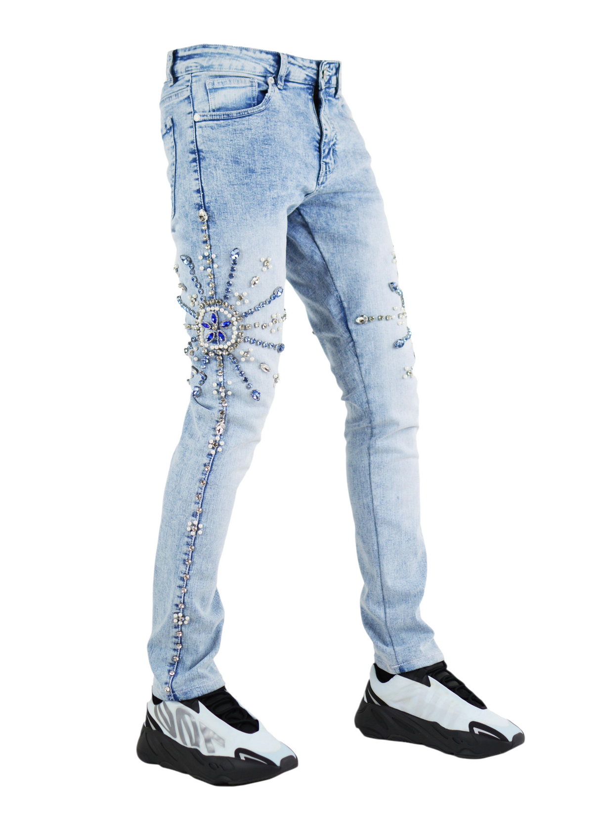 Focus Starbrust Crystal Slim Fit Jeans Light Blue