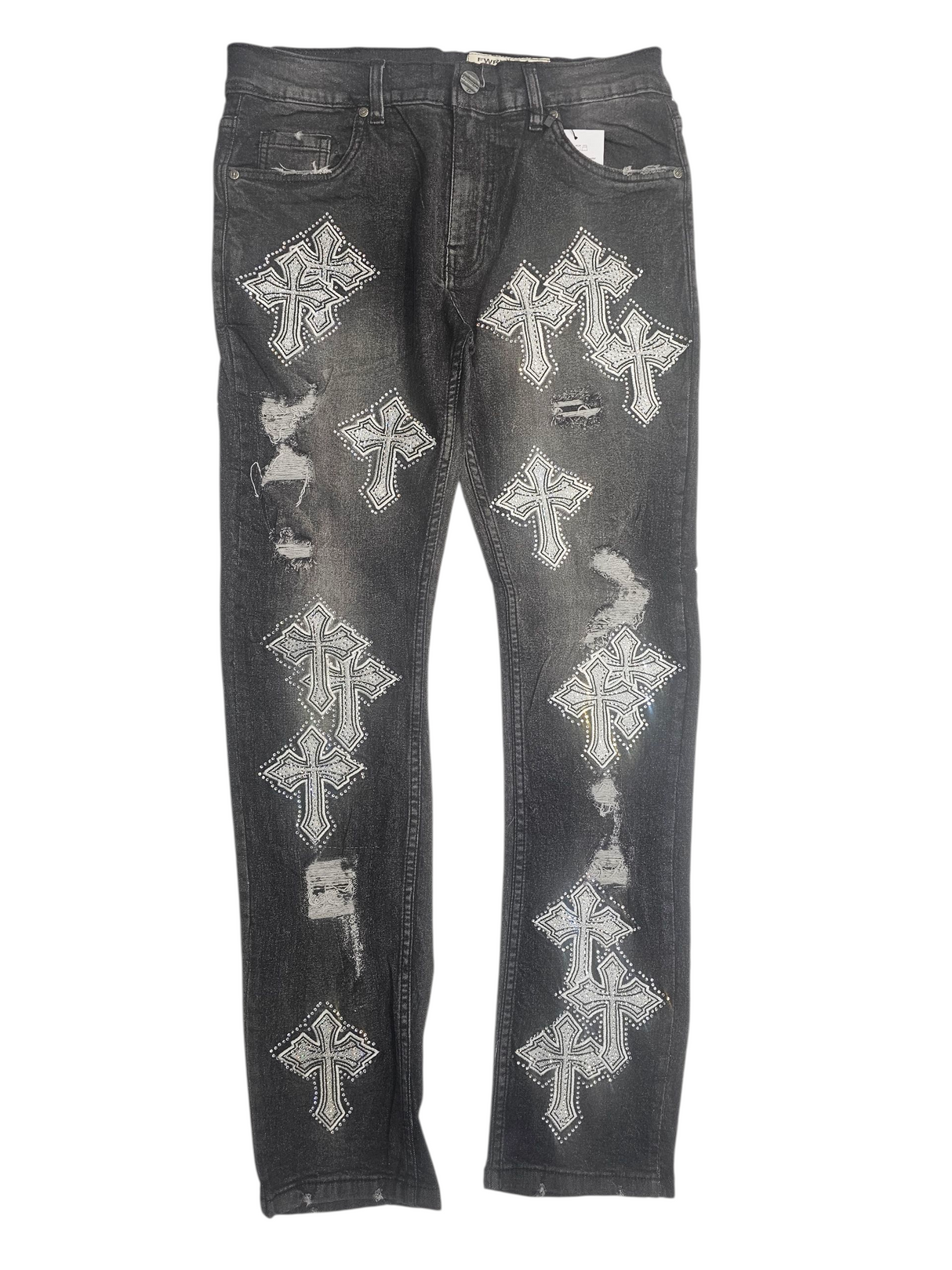 Fwrd Men Slim Fit Crystal Templar Jeans Black Wash