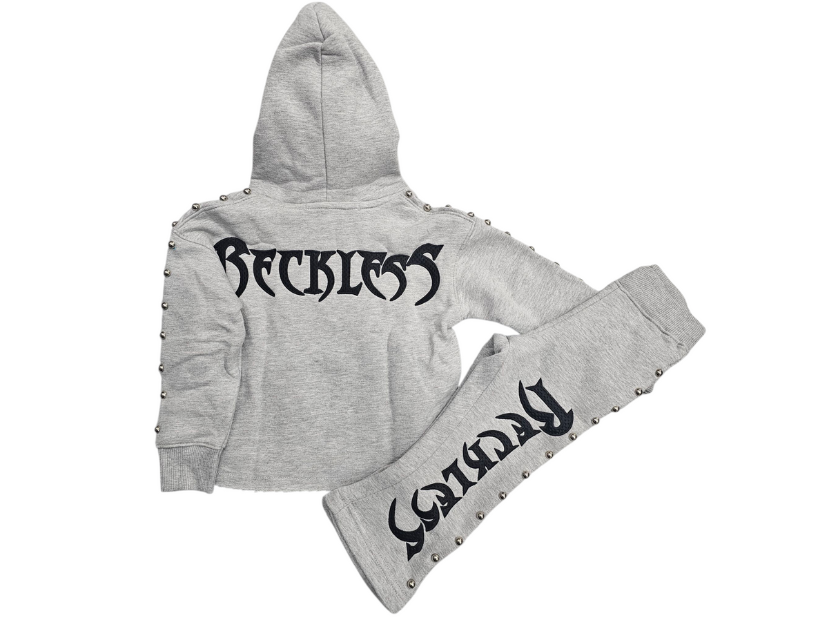Focus Kids Reckless Studded Stacked Jogger Set Top & Bottom Multi Colors