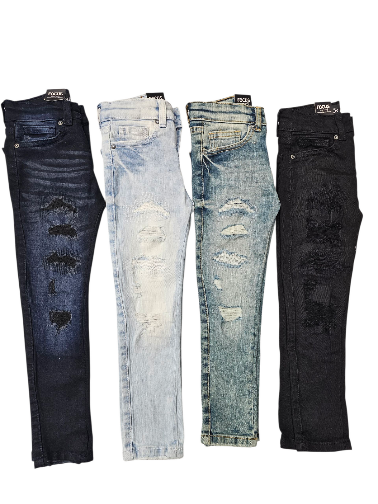 Focus Kids Rip & Repair Slim Fit Jeans Multi Colors