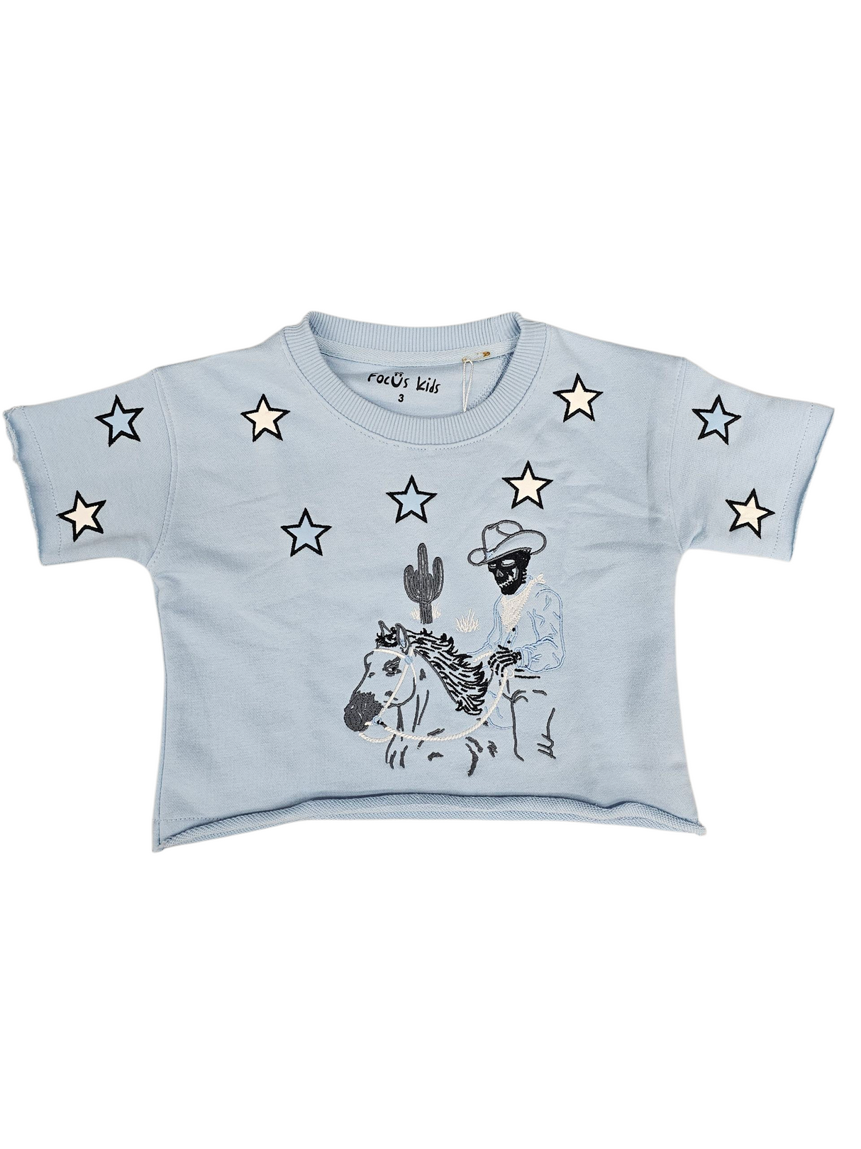 Focus Kids Cowboy Stars Cropped T Shirt Multi Colors