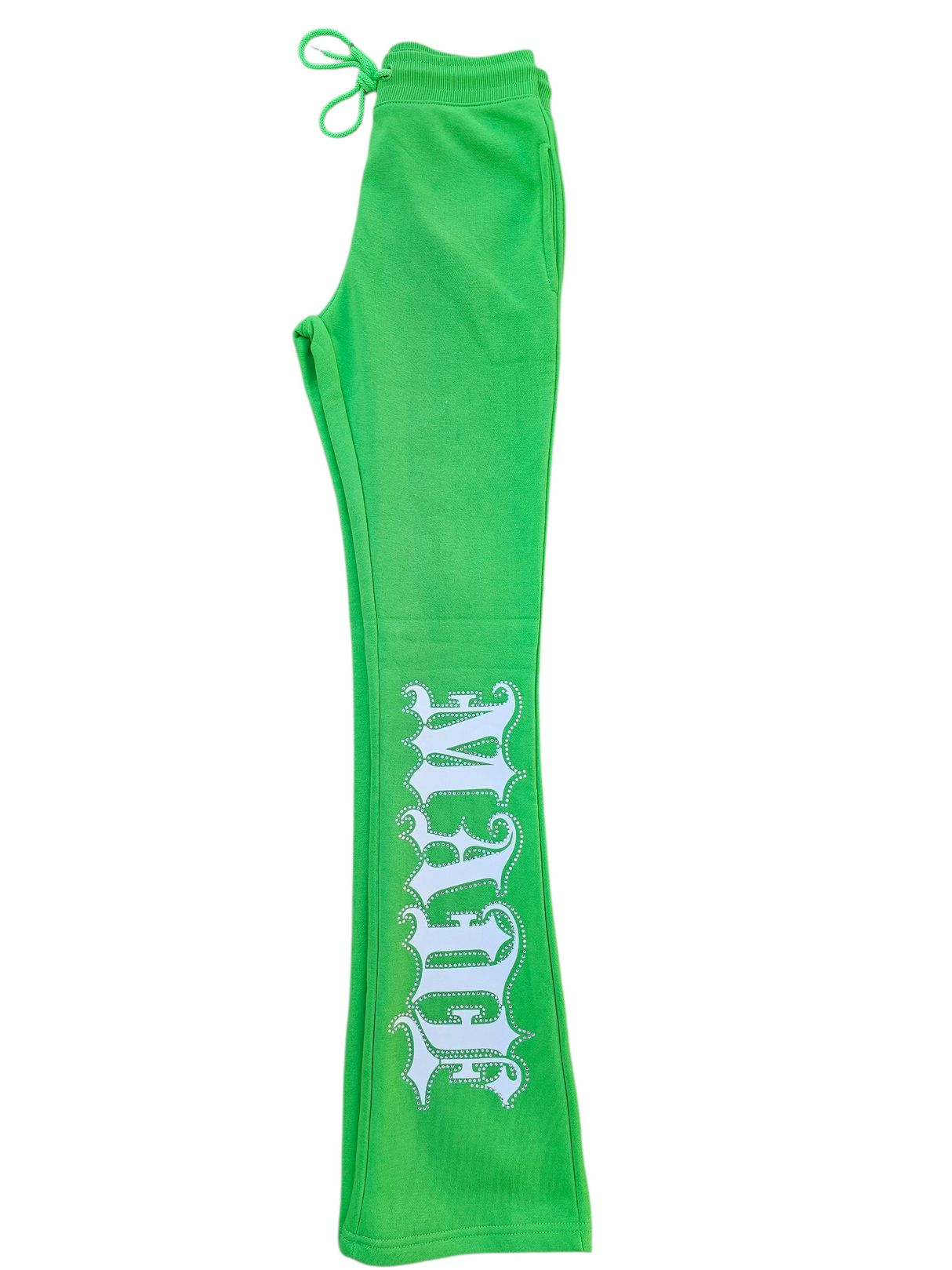 Focus Self Made Rhinestone Stacked Sweatpants Multi Colors