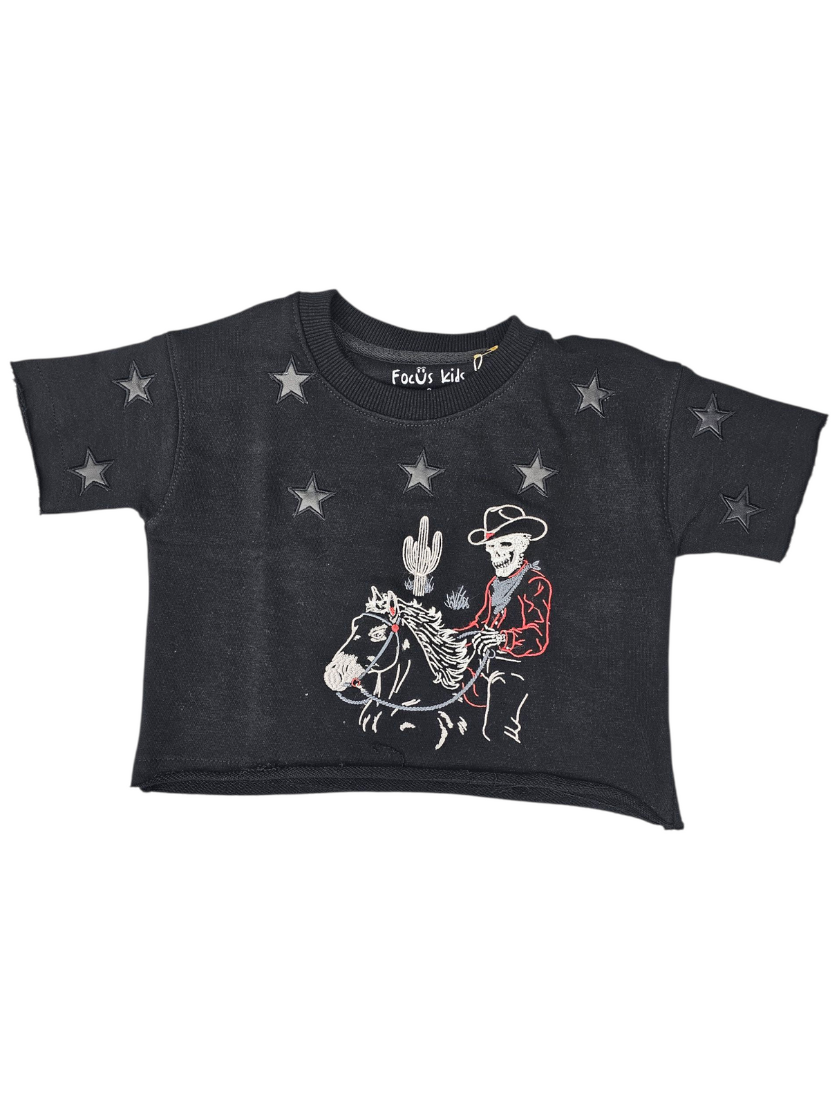 Focus Kids Cowboy Stars Cropped T Shirt Multi Colors