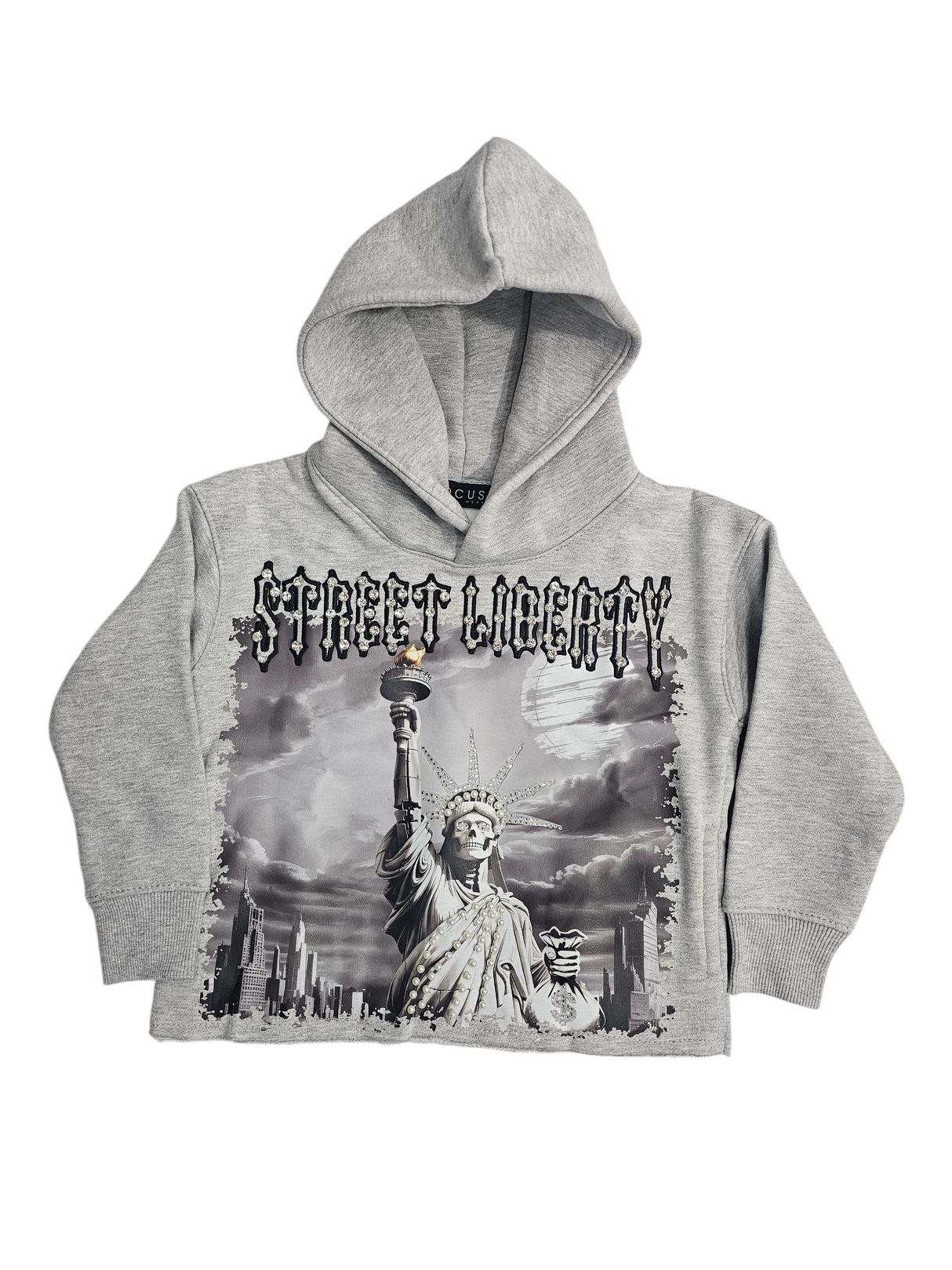 Focus Kids Street Liberty Rhinestones Cropped Hoodie Multi Colors
