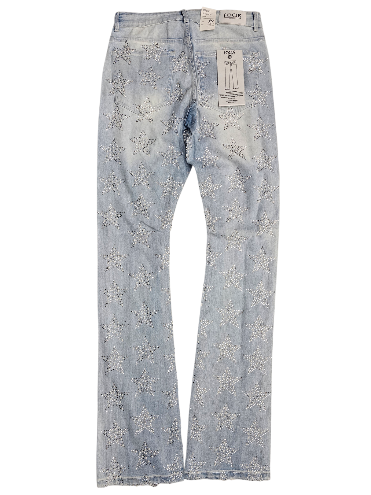 Focus Rhinestone Star Stacked Jeans Multi Colors