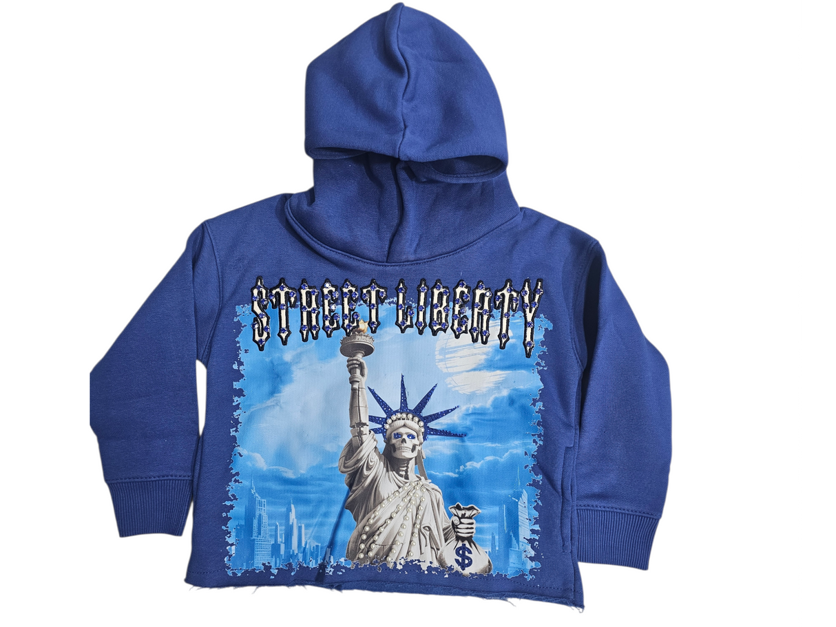Focus Kids Street Liberty Rhinestones Cropped Hoodie Multi Colors