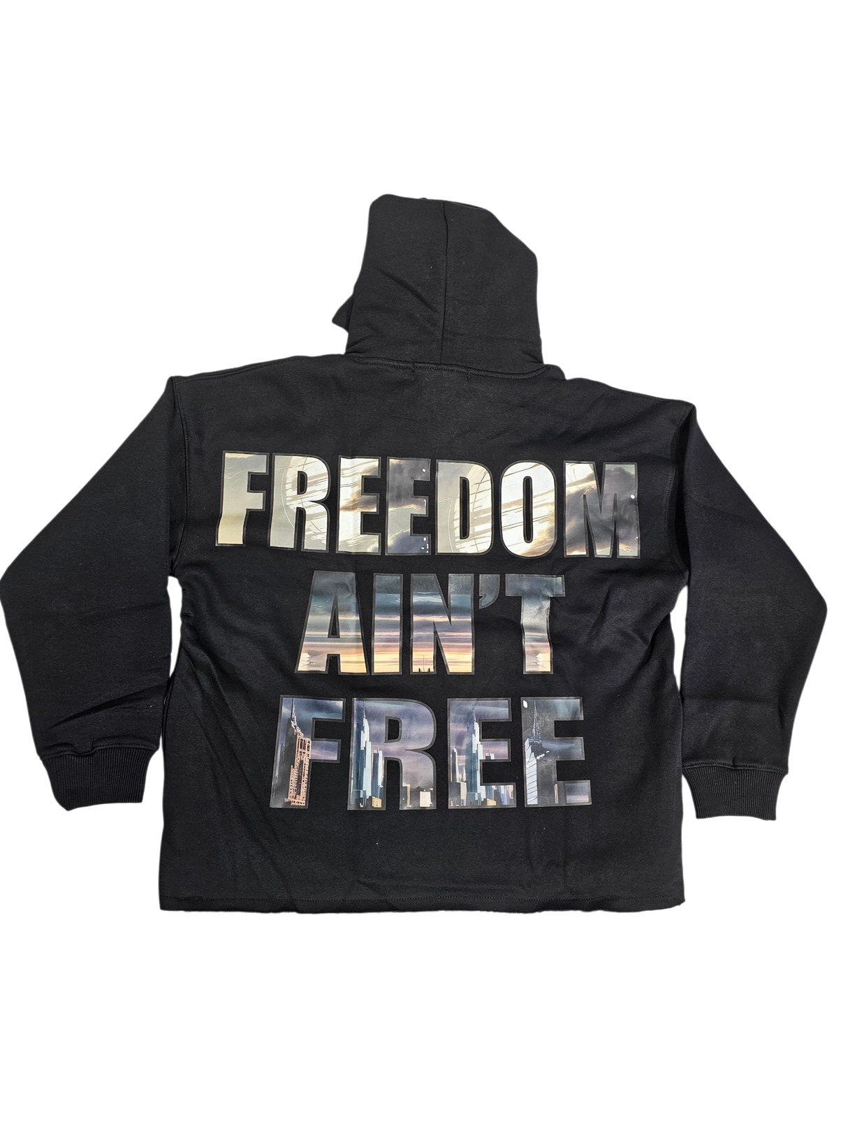 Focus Street Liberty Rhinestones Cropped Hoodie Multi Colors