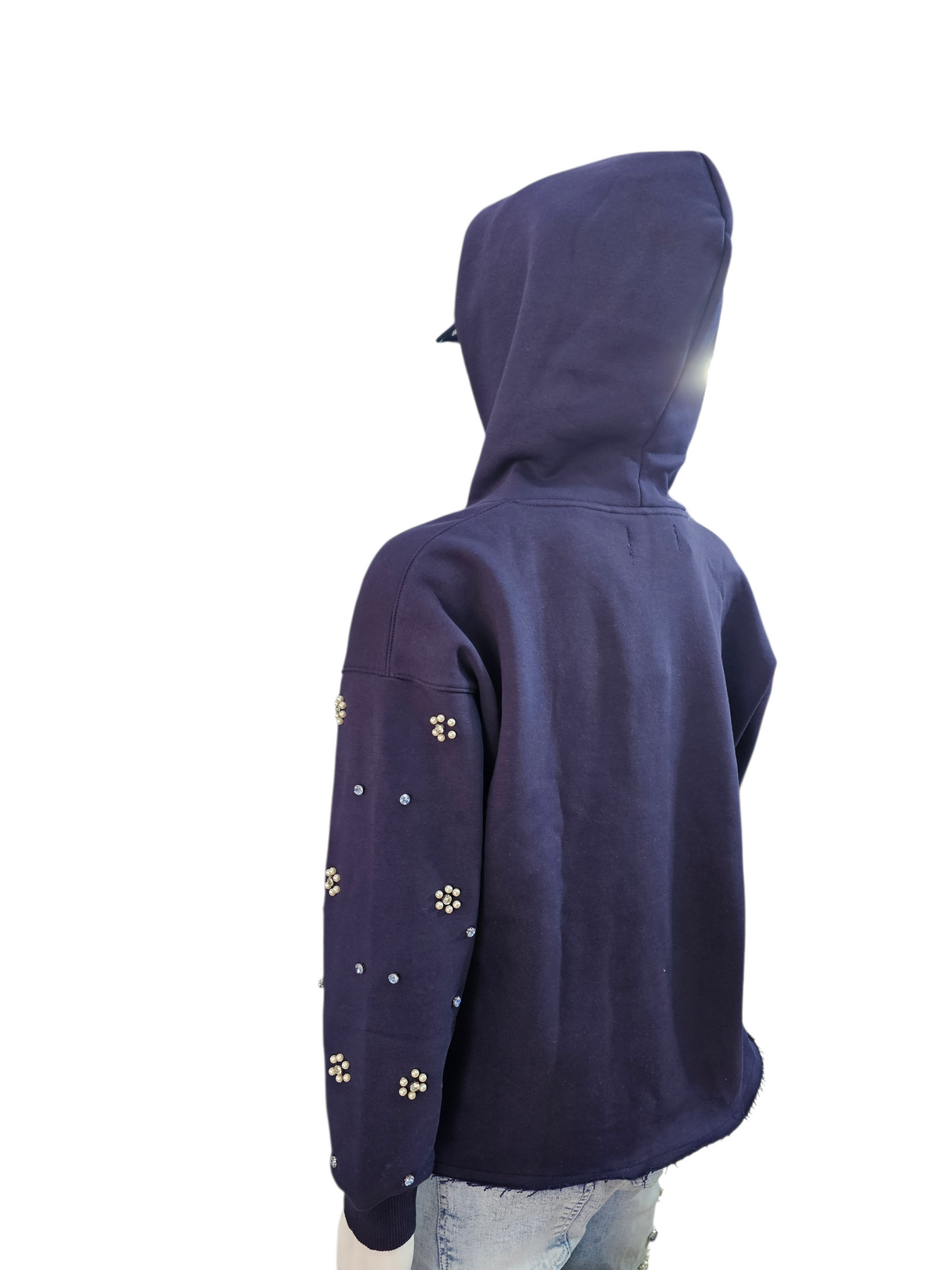 Focus Starbrust Crystal Cropped Hoodie Navy
