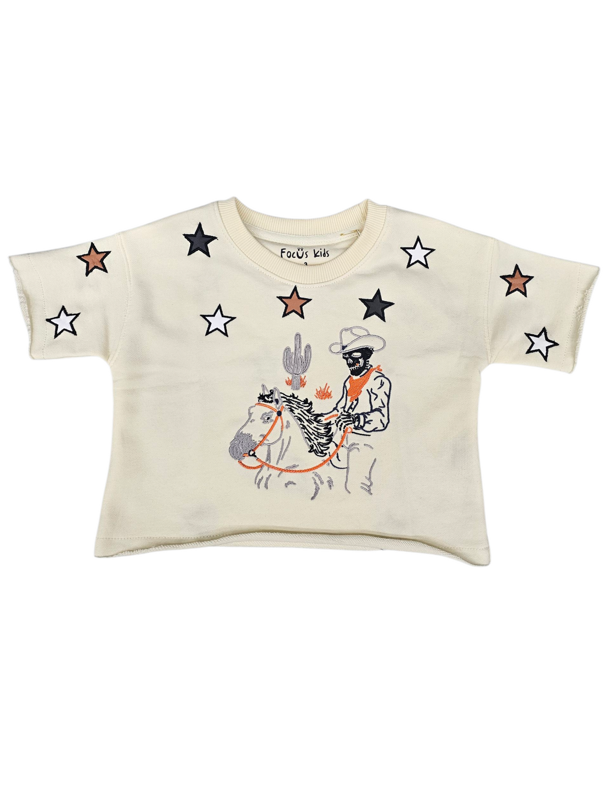 Focus Kids Cowboy Stars Cropped T Shirt Multi Colors