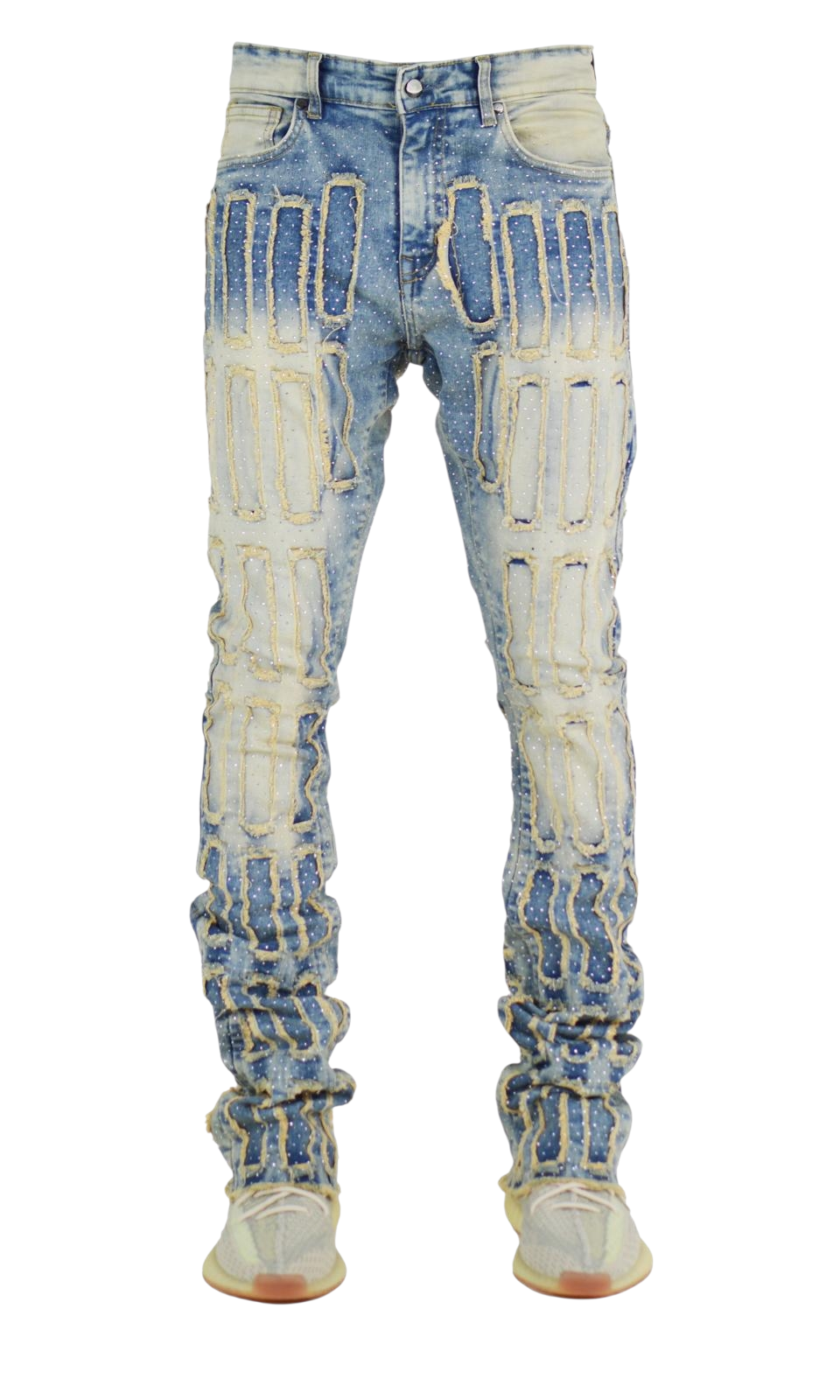 Focus Multi Layers Rhinestone Stacked Jeans Multi Colors