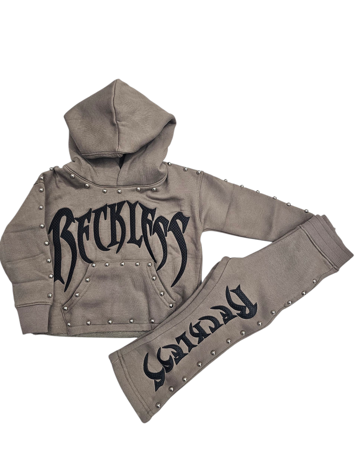 Focus Kids Reckless Studded Stacked Jogger Set Top & Bottom Multi Colors